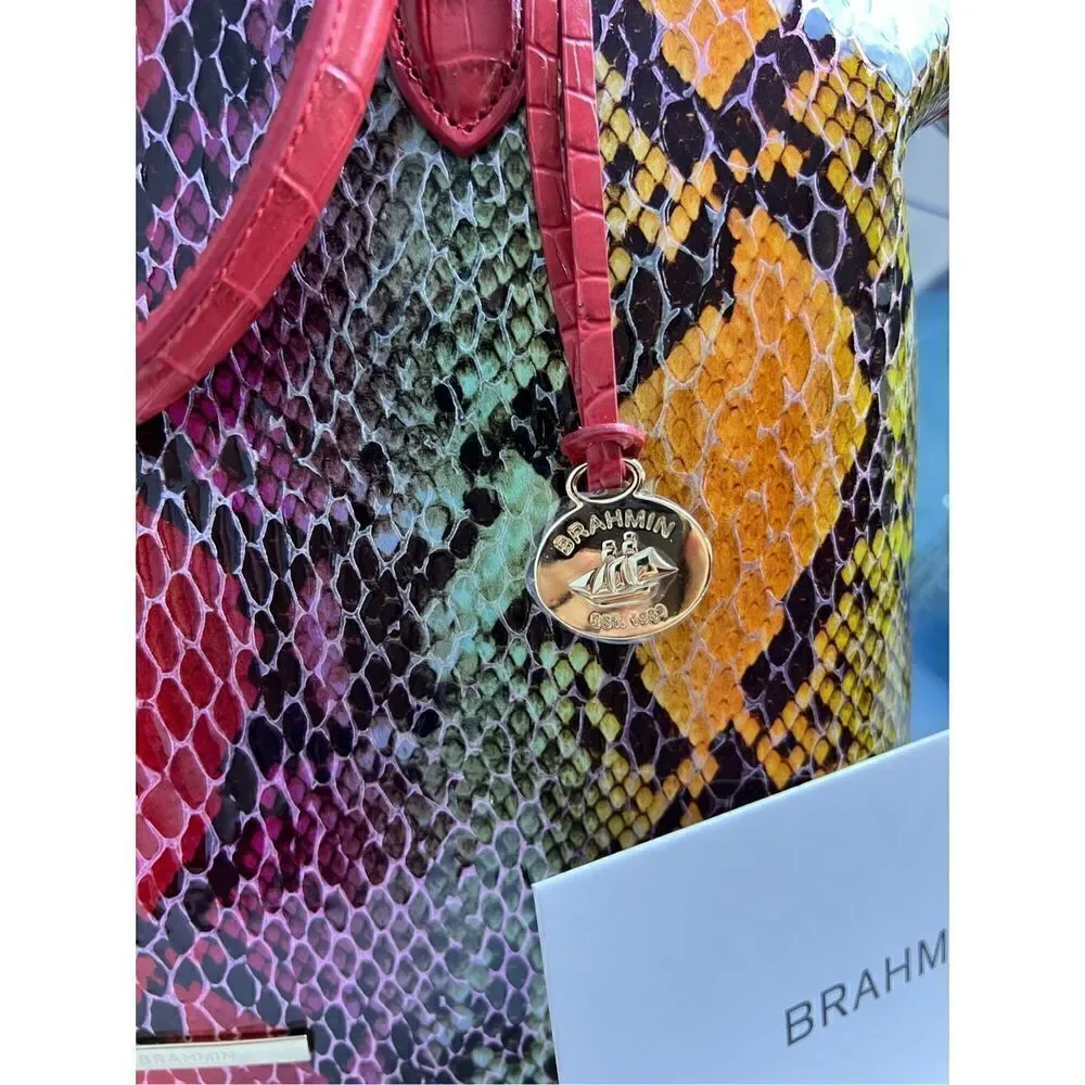 Brahmin NWT Red Dragon Snake Print Satchel Bag